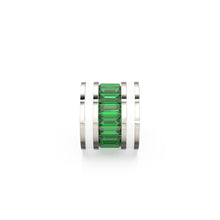 Load image into Gallery viewer, 14k Real Baguette Emerald Gold Bead / Emerald Rondelle Bead / Green Emerald European Bead / Solid Gold Blue Emerald Enhancer Spacer Finding