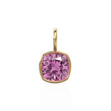 Load image into Gallery viewer, AAA Pink Tourmaline Charms 14k Yellow Solid Gold Charm Pendant Pink Cushion Gemstone Bezel 18K Gold Jewelry Finding