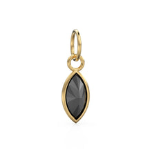 Load image into Gallery viewer, Spinel Marquise Solid Gold Charm / Natural Black Gemstone Handmade Gold Pendant / 1pc 14k Solid Yellow Gold Jewelry Making Findings August