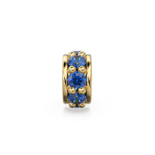 Load image into Gallery viewer, 5mm 18k Solid Yellow Gold Blue Sapphire Eternity Rondelle Wheel Bead Finding Spacer / Gold Rondelle Bead / Sapphire Finding by BeadSupplyUSA