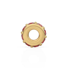 Load image into Gallery viewer, 5mm 18k Solid Yellow Gold Red Ruby Eternity Rondelle Wheel Bead Finding Spacer / Gold Rondelle Bead / Ruby Finding by BeadSupplyUSA