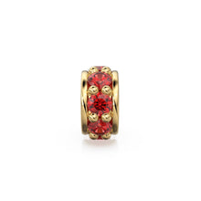 Load image into Gallery viewer, 5mm 18k Solid Yellow Gold Red Ruby Eternity Rondelle Wheel Bead Finding Spacer / Gold Rondelle Bead / Ruby Finding by BeadSupplyUSA