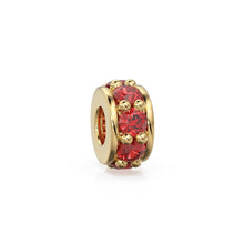 Load image into Gallery viewer, 5mm 18k Solid Yellow Gold Red Ruby Eternity Rondelle Wheel Bead Finding Spacer / Gold Rondelle Bead / Ruby Finding by BeadSupplyUSA