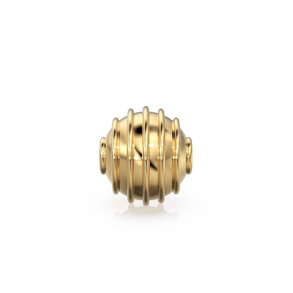 18k Gold Honey Dipper Bead • 6mm 8mm 10mm • 1.5mm hole • Solid 18 carat gold • Spiral Coil Designer Bead • Multiple Sizes