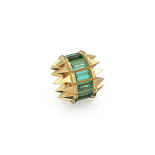 Load image into Gallery viewer, 8mm Pyramid 14k Real Baguette Emerald Gold Beads / Handmade Emerald Roundel Beads / European Beads / Solid Gold Enhancer Spacer Findings