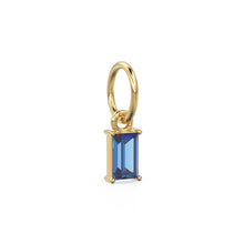 Load image into Gallery viewer, TINY Baguette Sapphire Charm Pendant / 14k 18k Solid Gold Pendant / Baguette Sapphire Pendant / Petite African Sapphire Charm / 5x3mm 6x3mm