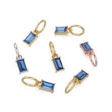 Load image into Gallery viewer, TINY Baguette Sapphire Charm Pendant / 14k 18k Solid Gold Pendant / Baguette Sapphire Pendant / Petite African Sapphire Charm / 5x3mm 6x3mm