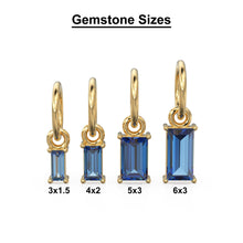 Load image into Gallery viewer, TINY Baguette Sapphire Charm Pendant / 14k 18k Solid Gold Pendant / Baguette Sapphire Pendant / Petite African Sapphire Charm / 5x3mm 6x3mm