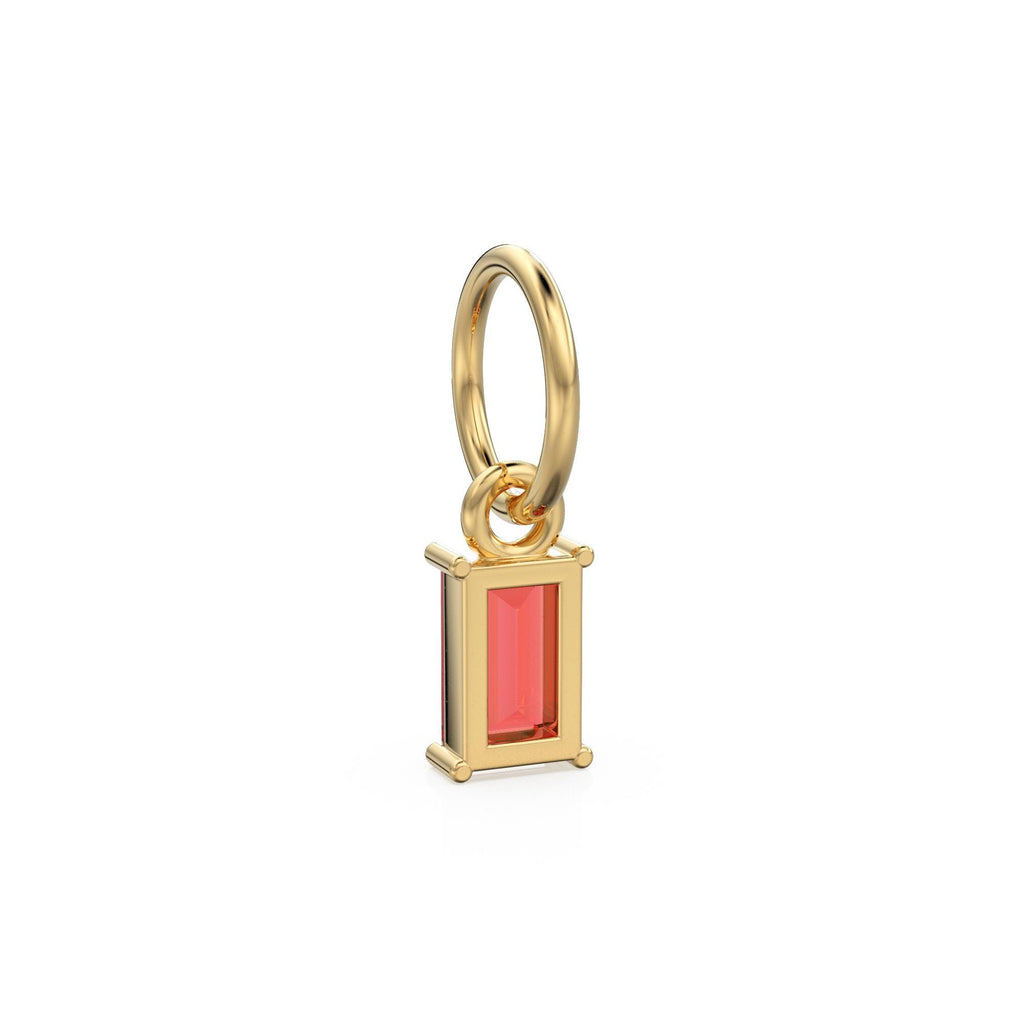 TINY Baguette Red Ruby Charm Pendant / 14k 18k Solid Gold Pendant / Baguette Ruby Pendant / Petite African Ruby Charm / 5x3mm 6x3mm