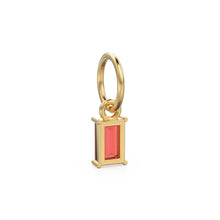 Load image into Gallery viewer, TINY Baguette Red Ruby Charm Pendant / 14k 18k Solid Gold Pendant / Baguette Ruby Pendant / Petite African Ruby Charm / 5x3mm 6x3mm