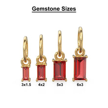 Load image into Gallery viewer, TINY Baguette Red Ruby Charm Pendant / 14k 18k Solid Gold Pendant / Baguette Ruby Pendant / Petite African Ruby Charm / 5x3mm 6x3mm