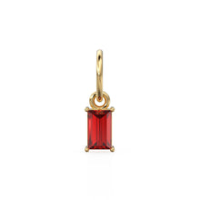 Load image into Gallery viewer, TINY Baguette Red Ruby Charm Pendant / 14k 18k Solid Gold Pendant / Baguette Ruby Pendant / Petite African Ruby Charm / 5x3mm 6x3mm