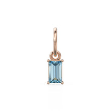 Load image into Gallery viewer, TINY Baguette Aquamarine Charm Pendant / 14k 18k Solid Gold Pendant / Baguette Aquamarine Pendant / Petite Aquamarine Charm / 5x3mm 6x3mm