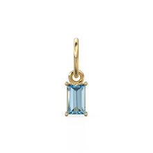 Load image into Gallery viewer, TINY Baguette Aquamarine Charm Pendant / 14k 18k Solid Gold Pendant / Baguette Aquamarine Pendant / Petite Aquamarine Charm / 5x3mm 6x3mm