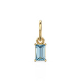 TINY Baguette Aquamarine Charm Pendant / 14k 18k Solid Gold Pendant / Baguette Aquamarine Pendant / Petite Aquamarine Charm / 5x3mm 6x3mm