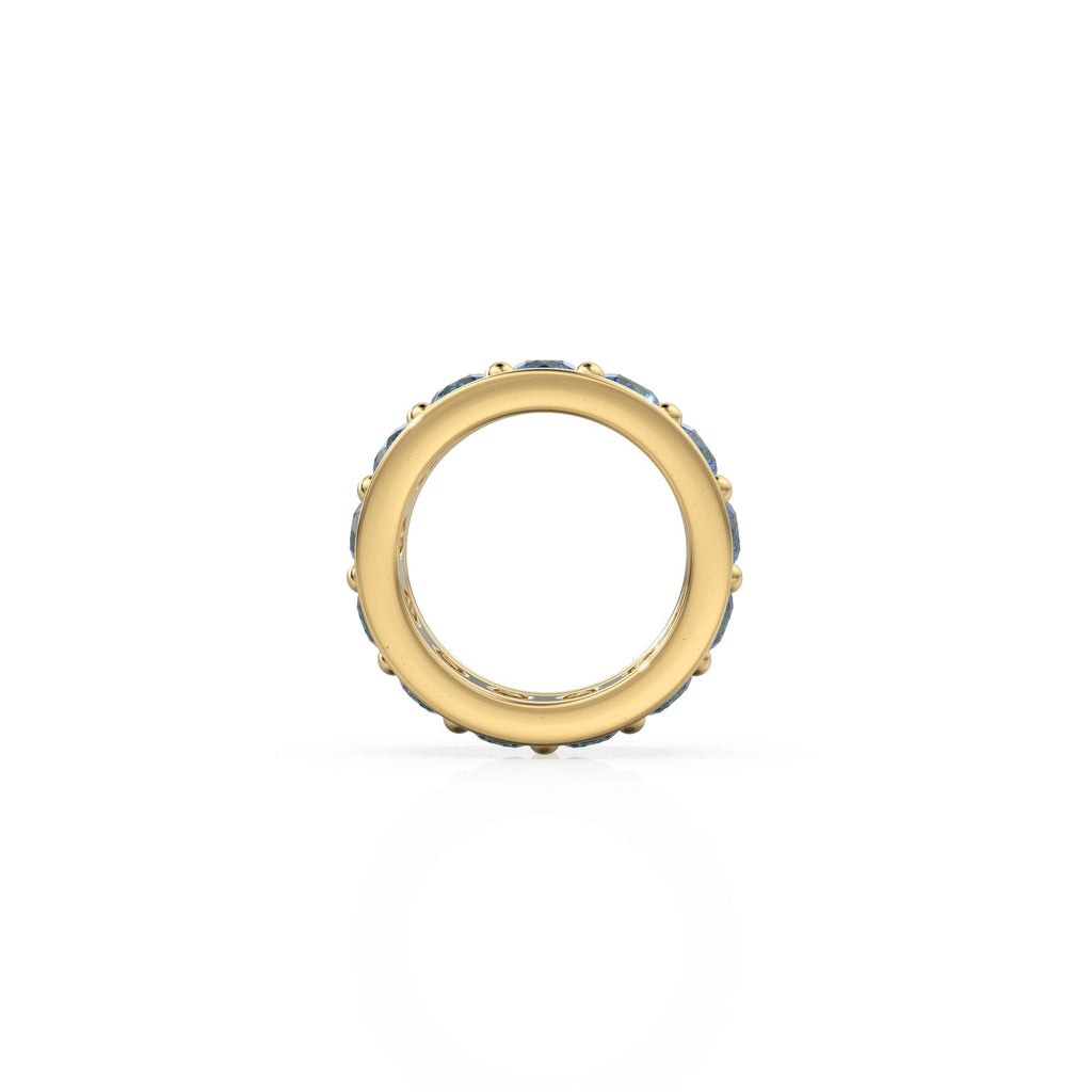 Sapphire 18K Solid Italian Gold Rondels, Eternity Rondelle, Solid Gold Roundel Spacer Finding Bead, Blue Gem Spacer, Gold Wheel Tyre Finding