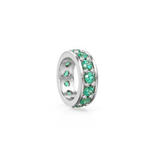 Load image into Gallery viewer, Emerald 18K Solid Italian Gold Rondels, Eternity Rondelle, Solid Gold Roundel Spacer Finding Bead, Emerald  Spacer, Gold Wheel Tyre Finding