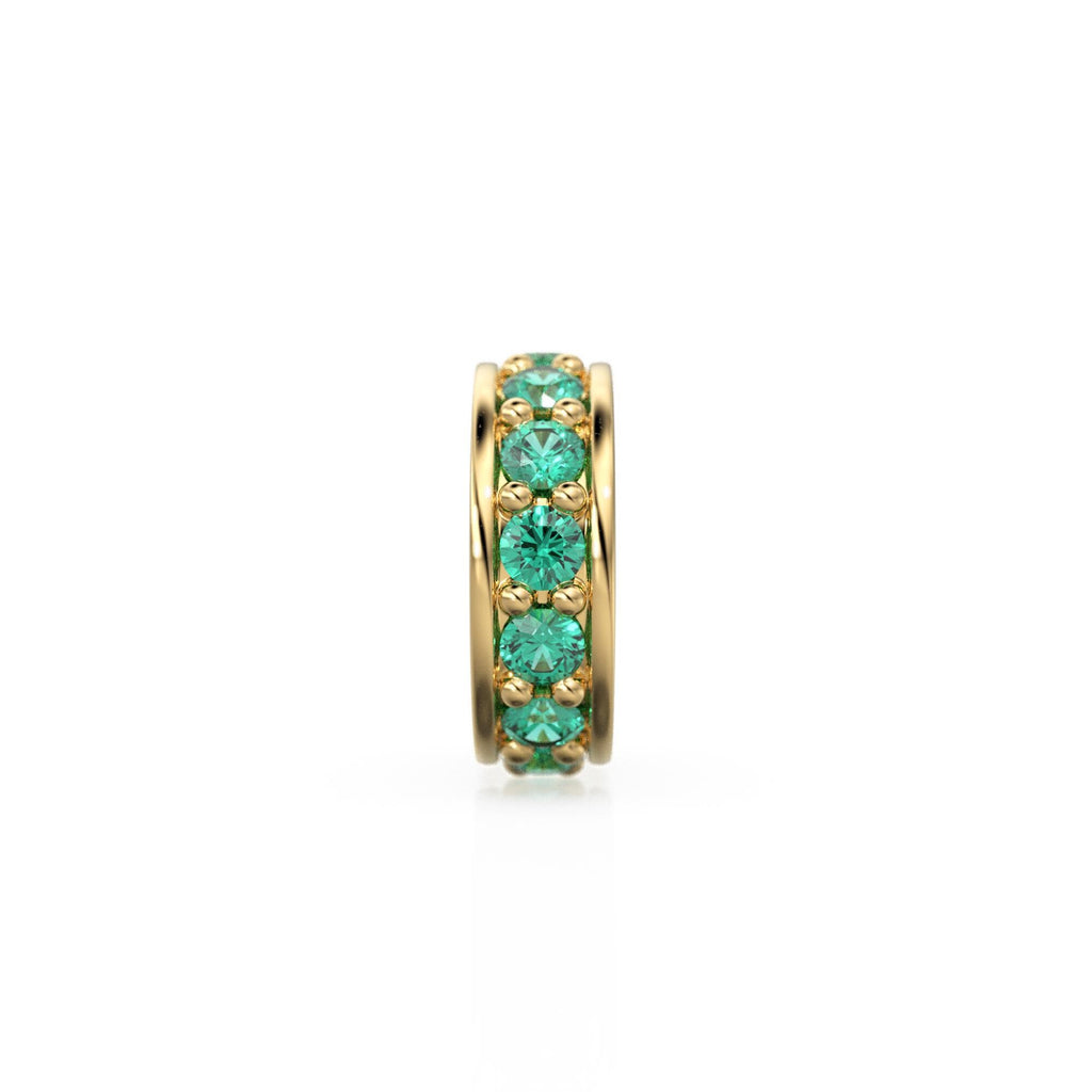 Emerald 18K Solid Italian Gold Rondels, Eternity Rondelle, Solid Gold Roundel Spacer Finding Bead, Emerald  Spacer, Gold Wheel Tyre Finding