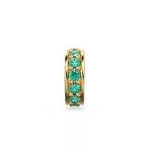 Load image into Gallery viewer, Emerald 18K Solid Italian Gold Rondels, Eternity Rondelle, Solid Gold Roundel Spacer Finding Bead, Emerald  Spacer, Gold Wheel Tyre Finding