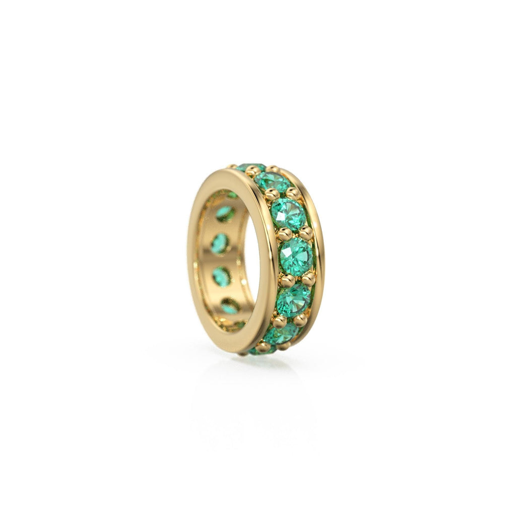 Emerald 18K Solid Italian Gold Rondels, Eternity Rondelle, Solid Gold Roundel Spacer Finding Bead, Emerald  Spacer, Gold Wheel Tyre Finding