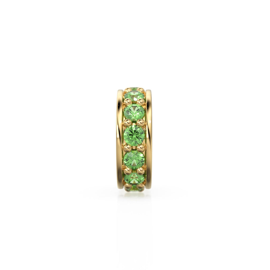 Peridot 18K Solid Italian Gold Rondels, Eternity Rondelle, Solid Gold Roundel Spacer Bead, Green Peridot Spacer, Gold Wheel Tyre Finding