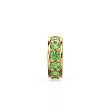 Load image into Gallery viewer, Peridot 18K Solid Italian Gold Rondels, Eternity Rondelle, Solid Gold Roundel Spacer Bead, Green Peridot Spacer, Gold Wheel Tyre Finding