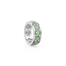 Load image into Gallery viewer, Peridot 18K Solid Italian Gold Rondels, Eternity Rondelle, Solid Gold Roundel Spacer Bead, Green Peridot Spacer, Gold Wheel Tyre Finding