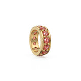 Red Garnet 18K Solid Italian Gold Rondels, Eternity Rondelle, Solid Gold Roundel Spacer Finding Bead, Garnet Spacer, Gold Wheel Tyre Finding