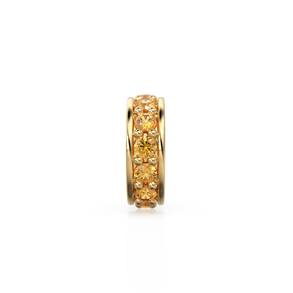 Citrine 18K Solid Italian Gold Rondels, Eternity Rondelle, Solid Gold Roundel Spacer Finding Bead, Citrine Spacer, Gold Wheel Tyre Finding