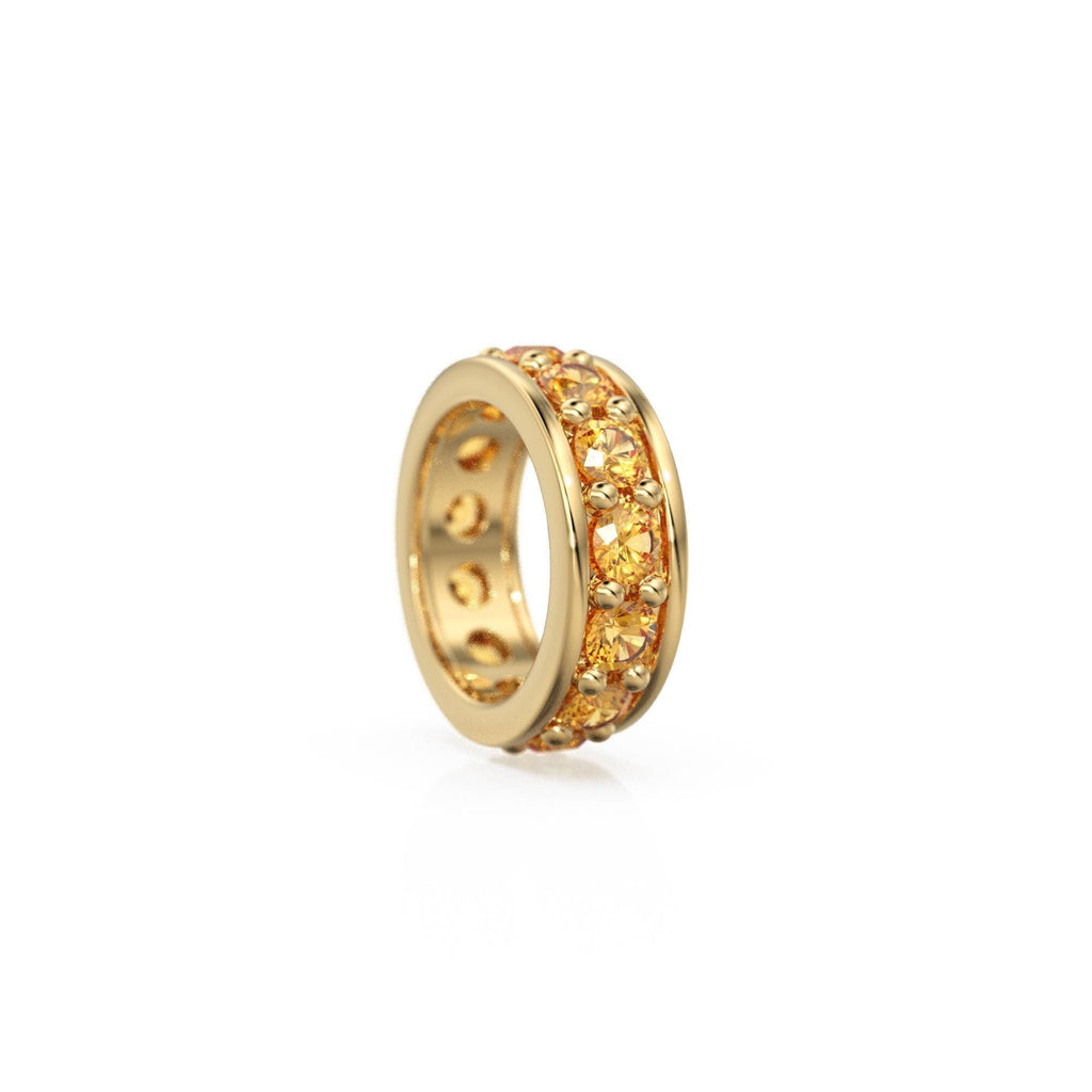 Citrine 18K Solid Italian Gold Rondels, Eternity Rondelle, Solid Gold Roundel Spacer Finding Bead, Citrine Spacer, Gold Wheel Tyre Finding