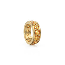 Load image into Gallery viewer, Citrine 18K Solid Italian Gold Rondels, Eternity Rondelle, Solid Gold Roundel Spacer Finding Bead, Citrine Spacer, Gold Wheel Tyre Finding