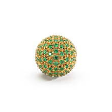 Load image into Gallery viewer, Green Emerald Micro Pave Sphere Ball Spacer Beads / 14k 18k Solid Gold Bead / May Birthstone Necklace / 10mm Spacer Finding