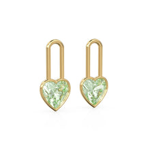 Load image into Gallery viewer, Amethyst Heart Solid Gold Charm Pair Earrings / Natural Green Gemstone Gold Pendant / 14k Gold February Birthstone Jewelry Making Finding