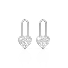 Load image into Gallery viewer, White Quartz Heart Solid Gold Charm Pair Earrings / Natural White Gemstone Gold Pendant / 14k Gold April Birthstone Jewelry Making Finding