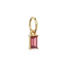 Load image into Gallery viewer, Garnet TINY Baguette Charm Pendant / 14k 18k Solid Gold Pendant / Baguette Red Pyrope Garnet Pendant / Petite Garnet Charm / 5x3mm 6x3mm