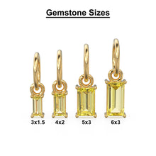 Load image into Gallery viewer, Lemon Quartz TINY Baguette Charm Pendant / 14k 18k Solid Gold Pendant / Baguette Quartz Garnet Pendant / Petite QuartzCharm / 5x3mm 6x3mm