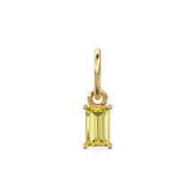 Load image into Gallery viewer, Lemon Quartz TINY Baguette Charm Pendant / 14k 18k Solid Gold Pendant / Baguette Quartz Garnet Pendant / Petite QuartzCharm / 5x3mm 6x3mm