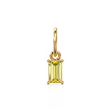 Lemon Quartz TINY Baguette Charm Pendant / 14k 18k Solid Gold Pendant / Baguette Quartz Garnet Pendant / Petite QuartzCharm / 5x3mm 6x3mm