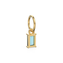 Load image into Gallery viewer, TINY Baguette Swiss Blue Topaz Charm Pendant / 14k 18k Solid Gold Pendant / Baguette Topaz Pendant / Petite Blue Topaz Charm / 5x3mm 6x3mm