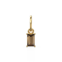 Load image into Gallery viewer, Smoky Quartz TINY Baguette Charm Pendant / 14k 18k Solid Gold Pendant / Baguette Brown Quartz Pendant / Petite Quartz Charm / 5x3mm 6x3mm