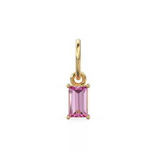 Load image into Gallery viewer, Tourmaline TINY Baguette Charm Pendant / 14k 18k Solid Gold Pendant / Baguette Pink Tourmaline Pendant / Pink Gemtone Charm / 5x3mm 6x3mm