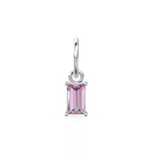 Load image into Gallery viewer, Tourmaline TINY Baguette Charm Pendant / 14k 18k Solid Gold Pendant / Baguette Pink Tourmaline Pendant / Pink Gemtone Charm / 5x3mm 6x3mm