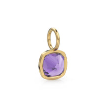 Load image into Gallery viewer, AAA Purple Amethyst Charms 14k Yellow Solid Gold Charm Pendant Purple Cushion Gemstone Bezel 18K Gold Jewelry Finding