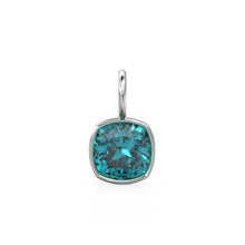 Load image into Gallery viewer, Paraiba Blue Tourmaline Charms 14k Yellow Solid Gold Charm Pendant blue Cushion Gemstone Bezel 18K Gold Jewelry Finding