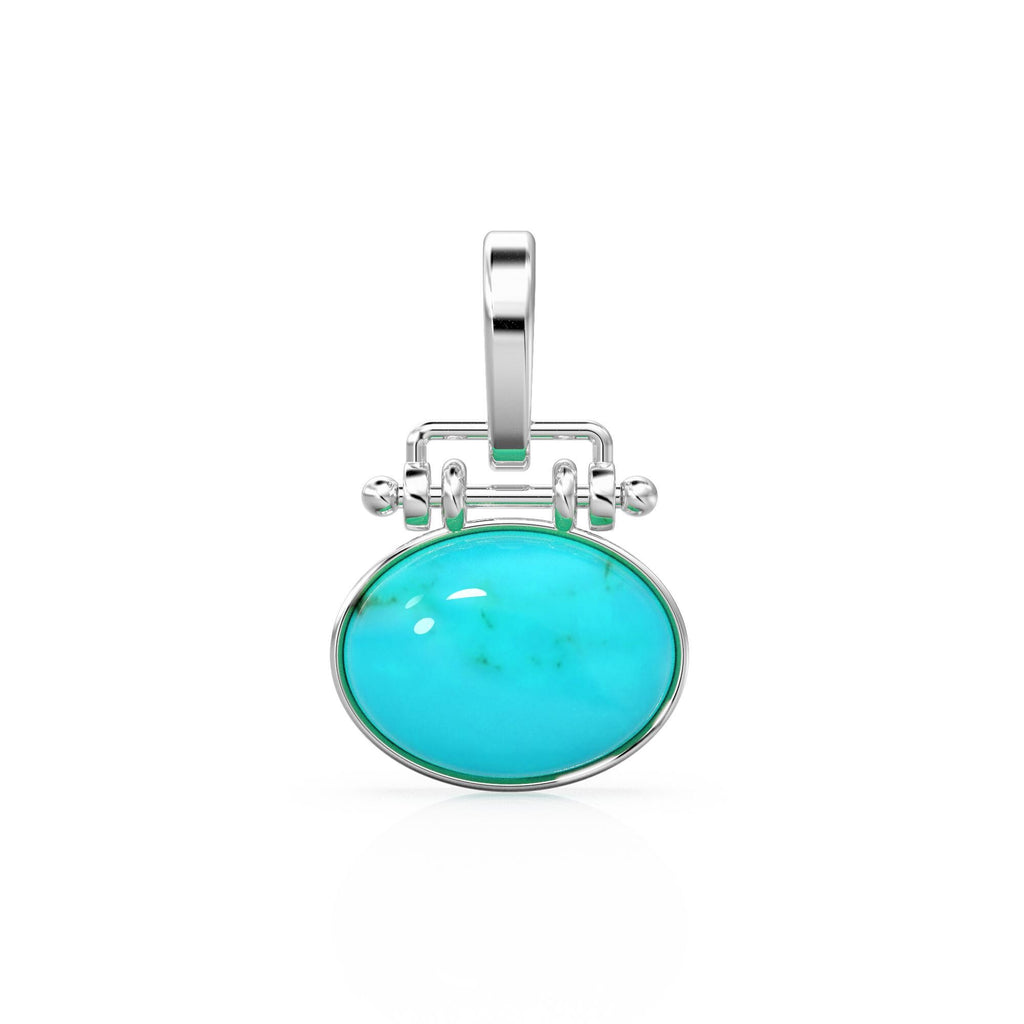 18mm x 27mm 18k Solid Yellow Gold LARGE Sleeping Beauty Turquoise Pear Bezel Pendant Charm With 5.6mm Loop Jump Ring St Patricks Day