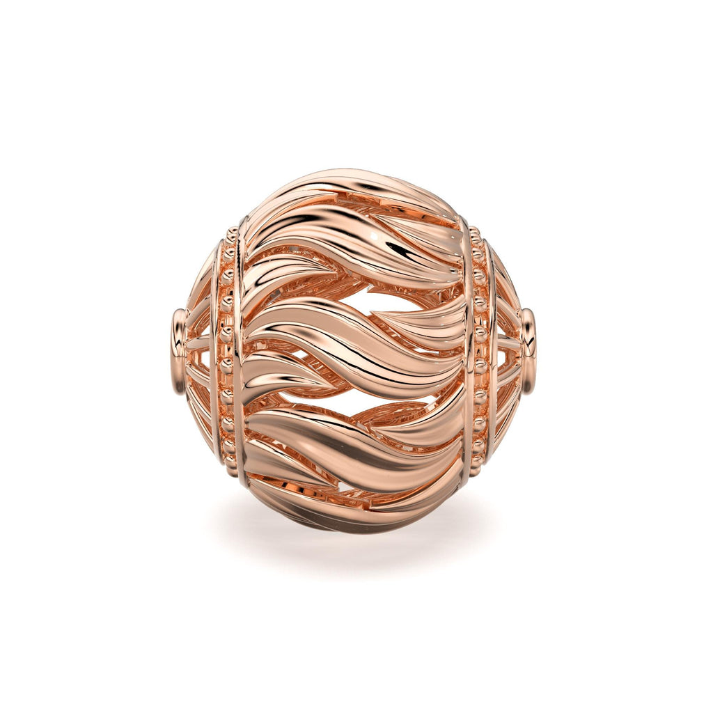 10mm Leaf Filigree 18k Solid Gold Handmade Designer Round Spacer Bead Finding St Patricks Day