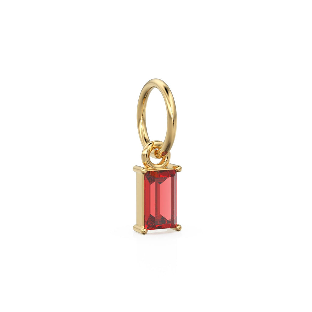 TINY Baguette Red Ruby Charm Pendant / 14k 18k Solid Gold Pendant / Baguette Ruby Pendant / Petite African Ruby Charm / 5x3mm 6x3mm