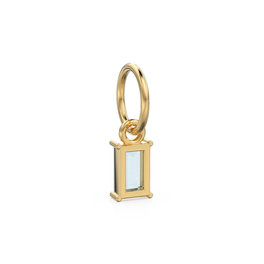 TINY Baguette Aquamarine Charm Pendant / 14k 18k Solid Gold Pendant / Baguette Aquamarine Pendant / Petite Aquamarine Charm / 5x3mm 6x3mm