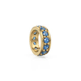 Sapphire 18K Solid Italian Gold Rondels, Eternity Rondelle, Solid Gold Roundel Spacer Finding Bead, Blue Gem Spacer, Gold Wheel Tyre Finding