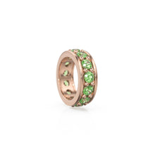 Load image into Gallery viewer, Peridot 18K Solid Italian Gold Rondels, Eternity Rondelle, Solid Gold Roundel Spacer Bead, Green Peridot Spacer, Gold Wheel Tyre Finding